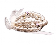 Three strands of Lustrous Cream Faux Pearl Bracelet - Ivory/Cream Bridesmaid Bracelet