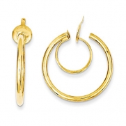 14K Yellow Gold Clip-on Non-pierced Patented Hoop Earrings Length 26mm