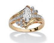 1.03 TCW Marquise-Cut Cubic Zirconia Engagement Anniversary Ring in 14k Gold-Plated - Size 9
