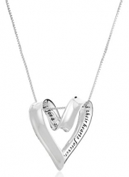 Sterling Silver A Mother Holds Her Childs Hand Heart Pendant Necklace, 18