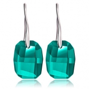 Emerald Green Authentic SWAROVSKI Crystals Drop Dangle Earrings for Women's Fashion White Gold Filled Plated Hook Earring Womens Party Prom Costume Holiday Engagement Wedding Bride Bridesmaid Jewelry Birthday Anniversary Gifts for Her Free Shipping