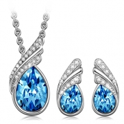 Swarovski Elements Crystal Teardrop Necklace, Stud, Earrings Jewellery Set