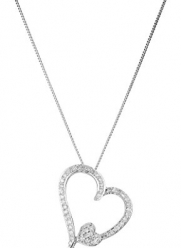 10k White Gold Diamond Heart Pendant Necklace 1/4 Cttw, 18
