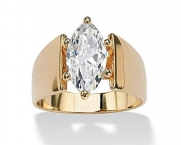 2.48 TCW Marquise-Cut Cubic Zirconia Solitaire Engagement Anniversary Ring in 14k Gold-Plated - Size 5