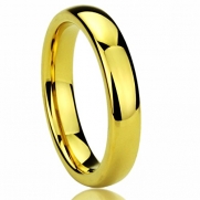 4MM Titanium Comfort Fit Wedding Band Ring Yellow Tone High Polished Classy Domed Ring (5 to 11) - Size: 5