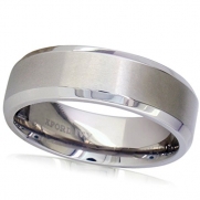 7mm Beveled Edge Comfort Fit Titanium Plain Wedding Band ( Available Ring Sizes 7-12 1/2) sz7