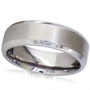 7mm Beveled Edge Comfort Fit Titanium Plain Wedding Band ( Available Ring Sizes 7-12 1/2) Sz 9.5