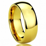 8MM Titanium Comfort Fit Wedding Band Ring Yellow Tone High Polished Classy Domed Ring (6 to 14) - Size: 7.5