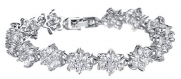 Women's Copper Platinum Plated Snowflake Inlaid CZ Tennis Bracelet,7''