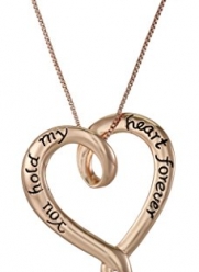 Sterling Silver with Rose Gold Flashed You Hold My Heart Forever Open Heart Pendant Necklace, 18