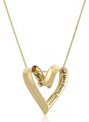 Yellow Gold-Plated A Mother Holds Her Childs Hand Heart Pendant Necklace, 18