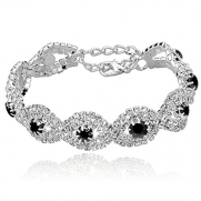 Long Way® Women's Silver Plated Rhinestone Bracelets (Black)