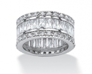 9.34 TCW Emerald-Cut Cubic Zirconia Eternity Band in Platinum over Sterling Silver - 11