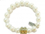 Cream 10mm Faux Pearl Strand Bracelet with Magnetic Clasp - Cream Bridal Jewelry