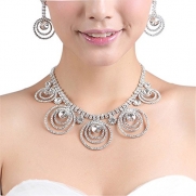Nina Ding 2016 Sliver Rhinestone Crystal Necklace Earrings Jewelry Sets For Bridal Wedding Party NND15033-SL