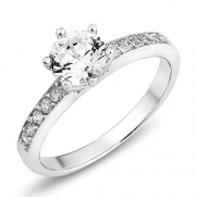 VE-01168 Sterling Silver Round Brilliant Cubic Zirconia CZ Wedding Engagement Ring (8)