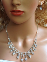 Bridal Wedding Prom Pageant Crystal Necklace and Earring Set, 18 with Adjustable Chain N1D17