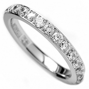 3MM Ladies Titanium Eternity Engagement Band, Wedding Ring with Pave Set Cubic Zirconia Size 6