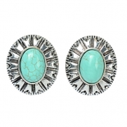 Tagoo European Style Oval Turquoise Stud Earrings