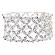 ACCESSORIESFOREVER Bridal Wedding Prom Jewelry Crystal Rhinestone Stunning Stretch Bracelet B384 SV
