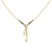 1928 Jewelry Porcelain Rose Gold-Tone Simulated Pearl and Porcelain Rose Necklace