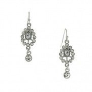 1928 Jewelry Silver-Tone and Crystal Dangle Earrings