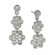 1928 Jewelry Crystal Floral Double Drop Earrings