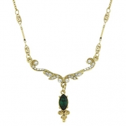 Downton Abbey® Boxed Gold-Tone Green Crystal Scroll Necklace