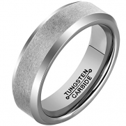 Sale! MNH Mens 6mm Tungsten Carbide Comfort Fit Beveled Edges Brushed Wedding Band Ring Size 9