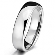 Silver 6mm Tungsten ring Band Comfort Fit Wedding Engagement Promise Polished Size 5