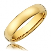 King Will 4mm Gold Plated High Polished Comfort Fit Domed Tungsten Carbide Ring Wedding Band(4)