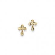 14k Yellow Gold Polished Cross Post Earrings