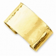 14k Yellow Gold 37mm Hammered Polished Cuff Bangle Bracelet