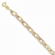 14k Rose & Yellow Gold Two Tone Oval Link Bracelet 7.25 Inch