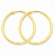 14k Yellow Gold Clip-on Non-Pierced Hollow Hoop Earrings Length 29mm