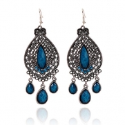 Tagoo Women's Sliver Alloy Turquoise Tears Retro Earring (Blue)