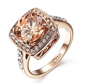 Yellow Shinning Cubic Zirconia Topaz Rings For Women 18K Rose Gold