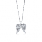 BERRICLE Sterling Silver 925 Cubic Zirconia CZ Angel Wings Pendant Necklace