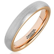 Sale! MNH Unisex 4mm Tungsten Carbide Wedding Band Rose Gold Plated Brushed Matte Finish Rings Size 6