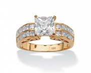 18k Gold over Sterling Silver Princess-Cut Cubic Zirconia Engagement Anniversary Ring - 5
