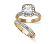 2.08 TCW Princess-Cut Cubic Zirconia Bridal Ring Two-Piece Set in 14k Gold over Sterling Silver - 6