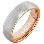 Sale! MNH Mens Tungsten Carbide 6mm Wedding Band Rose Gold Plated Brushed Matte Finish Rings Size 7.5