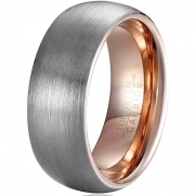 MNH Mens 8mm Tungsten Carbide Wedding Band Rose Gold Plated Brushed Matte Finish Rings Size 5.5