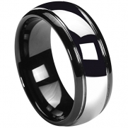 Queenwish 8MM Tungsten Carbide Wedding Band Black Silver Dome Gunmetal Bridal Ring Men Jewelry Size 8