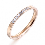 Dora Collection 316L Stainless Steel 2mm Fashion White AAA Cubic Zirconia Wedding Engagement Eternity Band Ring (Rose Gold Color). Best gift for Valentine's Day, Mother's Day, Birthday, and Last Forever!