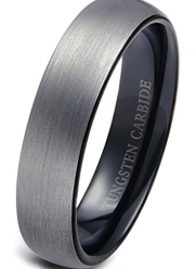 Jstyle Jewelry Tungsten Rings for Men Wedding Engagement Band Brushed Black 6mm Size 9