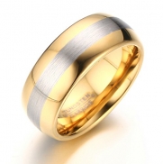 8mm Men's Tungsten Wedding Band Ring 18k Gold Plated Comfort Fit Domed Brushed (7)