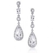 Bling Jewelry Bridal Teardrop Legacy Bequest Classic CZ Chandelier Earrings 925 Sterling Silver