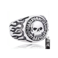 MINIBLUE Harley Personality Skull Ring 316 Medical Titanium Steel Rings Size 8 US