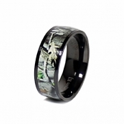 Camo ring Black TITANIUM Unisex Real Forest Oak Hunting Camouflage 8mm Wedding Band Ring Army New (7)